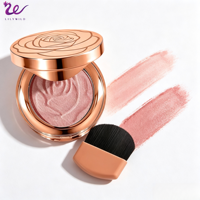 Paleta de Rubor Mineral Personalizada a Precio de Fábrica, Marca Privada, con Espejo y Brocha, Vegano, Alta Pigmentación, Brillo Duradero, Polvo Facial Color Oro Rosa