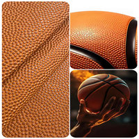 Tersedia Kulit Sintetis PVC Motif Bola Basket Retro 1.0mm, Tahan Gesekan, untuk Tas, Buku Catatan, Bola Basket