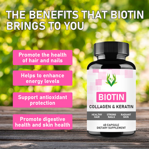 Capsules de biotine, collagène et kératine de haute qualité avec vitamine A favorisent la santé des cheveux et des ongles, et contribuent à améliorer les niveaux d'énergie. - Product Image 2