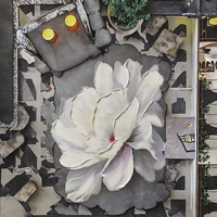 Peinture à l'huile abstraite moderne sur toile, grande fleur blanche, peinte à la main, 60x90cm, pour hôtel et salon (2026)
