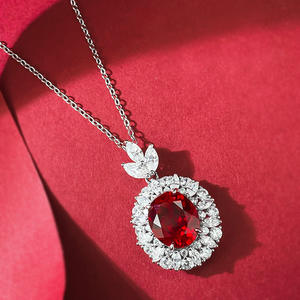 925 חדש כסף סטרלינג 10*12 מ "מ שרשרת תליון עם רובי דם יונה מדומה מדומה תכשיטים לנשים לחתונות - Product Image 4