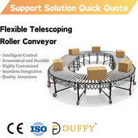 Système de convoyeur à rouleaux télescopique extensible Duffy - Vitesse réglable, nettoyage facile, conception flexible, ligne de transfert mobile pour