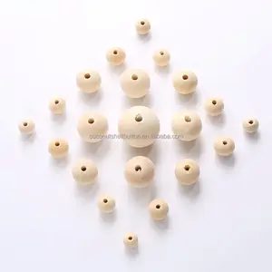 Vente en gros de perles en vrac inachevées Guirlande DIY Décoration intérieure Grandes perles en bois naturel de 35mm