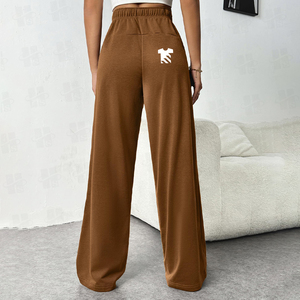 Wholesale Women Pants Custom Private Label 100% Cotton French Terry <b>Elastic</b> <b>Waist</b> Loose Fit Full Length Baggy <b>Trouser</b> For Women - Product Image 4