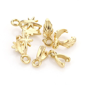Cierre de joyería en forma de hoja chapado en oro de 18k para la fabricación de pulseras de acero inoxidable H1481 - Product Image 1