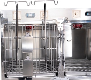 Gabbia Veterinaria Economica Riutilizzabile per Animali di Grossa Taglia, in Acciaio Inox, con Terapia a Ossigeno e Infrarossi, per Cliniche e Ospedali Veterinari, con Supporto per IV - Product Image 4