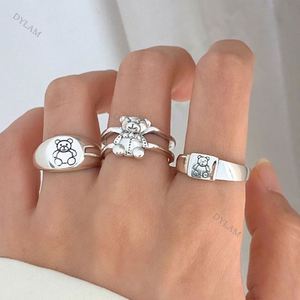 Dylam Teddy Bear Jewelry Sterling Adjustable <b>Stacking</b> Stamped 925 Fashion <b>Ring</b> Chunky <b>Rings</b> Dainty Blank <b>Silver</b> Plated Open - Product Image 5