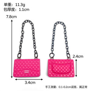 Suministro al por Mayor de Mini Bolsos de Cuero con Logotipo de Marca de Diseñador en Color Rojo Rosa, Decoración para Fundas de Teléfono, Llaveros, Manualidades para Casa de Muñecas - Product Image 5