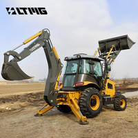 2.5 Ton Backhoe Loader dengan Kontrol Joystick Hidrolik 4WD Excavator Loader Multifungsi dengan Sertifikasi CE