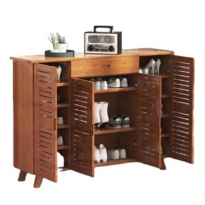 Firefly Wooden Solid Wood Modern Villa Living Room <b>Shoe</b> <b>Rack</b> Cabinet with -Rotating Design Convertible & Adjustable Height - Product Image 4
