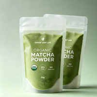 Sacs en Mylar givrés personnalisés de qualité alimentaire, semi-transparents, avec fermeture éclair, pour emballages de poudre de matcha