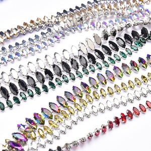 Mode coloré cheval oeil <span class=keywords><strong>verre</strong></span> strass métal garniture <span class=keywords><strong>Marquise</strong></span> feuille cristal chaîne bricolage collier vêtements appliques accessoires - Product Image 5