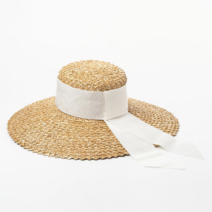 2022 Mùa Hè Thời Trang Phụ Nữ Sang Trọng Đặc Biệt Làm Tay Mô Hình Dệt Rơm Lúa Mì Bãi Biển Mặt Trời <span class=keywords><strong>Hat</strong></span> Với Satin Lớn Ribbon Bow - Product Image 2