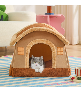 Linen <strong>Fashion</strong> <strong>Dog</strong> Cat All-season Portable Tent House Removable Washable Teddy <strong>Bed</strong> for Small/Medium Pets - Product Image 2