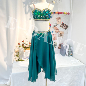 AL-R0821 <span class=keywords><strong>Sexy</strong></span> Costume da Danza del Ventre Contemporaneo per Ragazze, Abbigliamento da Performance, Pantaloni da Allenamento, Danza Scenica per Bambini 100% Poliestere - Product Image 3