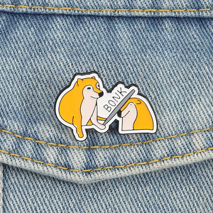 Broche de Perro Shiba Inu <span class=keywords><strong>BONK</strong></span> Beat Amarillo, Broches de Metal con Esmalte de Animales Lindos, Insignia de Solapa, Joyería Divertida, Regalo para Amigos - Product Image 1