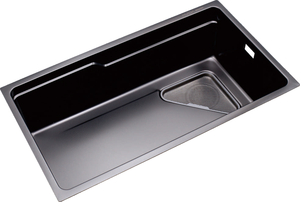 Évier de cuisine rectangulaire à cuve unique avec accessoires, en acier inoxydable brossé, design contemporain, facile à nettoyer - Product Image 2
