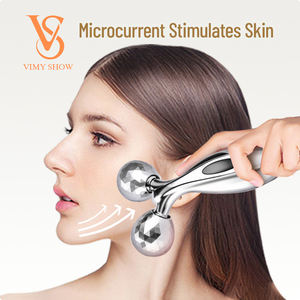 Argent 3D <span class=keywords><strong>Massage</strong></span> du visage Outil de relaxation Visage mince Masseur en forme de corps entier Lifting Wrinkle Remover Jade Roller - Product Image 2