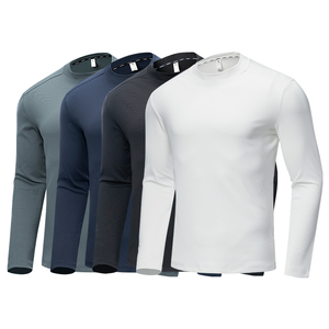High Quality <b>Blank</b> Mens Light <b>Weight</b> Gym T Shirts Long Sleeve Sport Muscle Compression Slim Fit Workout Running T-Shirt - Product Image 6