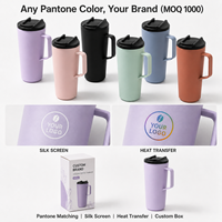 Mug à café isotherme 600 ml avec poignée géométrique, couvercle rabattable, anti-fuite, double paroi sous vide en acier inoxydable, tasse de voyage 20 oz, 12-24 heures