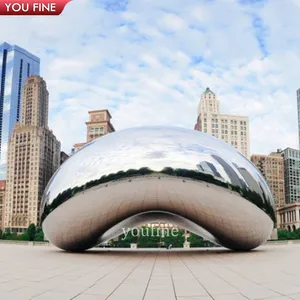 Outdoor Large Mirror Polished Stainless Steel Cloud Gate Statue Sculpture