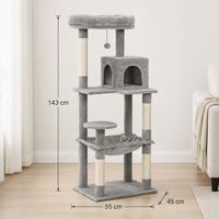 En gros Arbre à chat multi-niveaux extra haut en sisal avec hamac double en peluche et griffoir