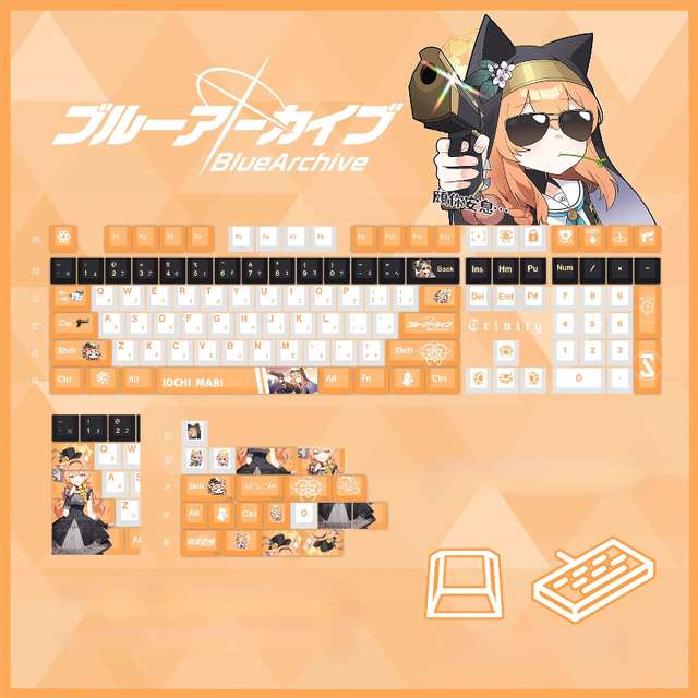 Blue Archive Elo Mary Keycaps PBT Dye Sublimation Keycaps Cherry Height Mechanical Keyboard Game Customization Keycaps