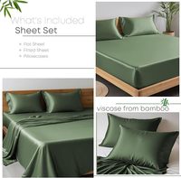 Ensemble de literie de luxe en bambou 100% biologique 4 pièces 300TC, taille King, drap-housse doux, literie en bambou rafraîchissante