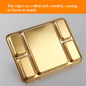 Stainless Steel Buffet <strong>Plate</strong> <strong>Rectangular</strong> Divided <strong>Plates</strong> Tray 3 Sections Dinner <strong>Plates</strong> Unbreakable Campers Reusable <strong>Plate</strong> - Product Image 3