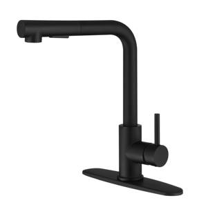 Robinet de cuisine extractible en nickel brossé et noir mat pour hôtels et maisons – Vente en gros - Product Image 4