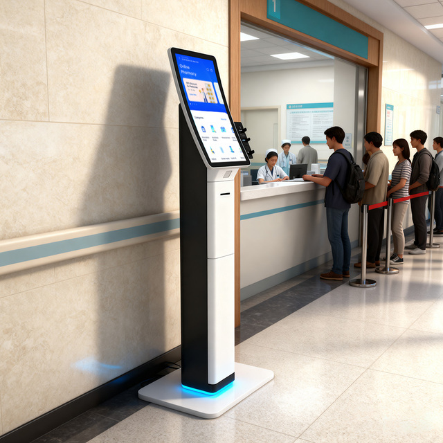 USW Factory Price Android Digital Signage Self-Service 23.6 Curved Touch Screen Multi-OS All-In-One Machine Kiosk for Hospitals