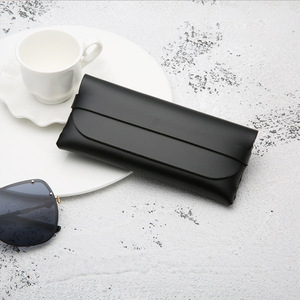 Étui à lunettes minimaliste en cuir, pochette souple rectangulaire noire pour le rangement, été 2021, importé, non - Product Image 3