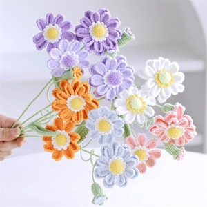 Flor inmortal de hilo tejido, crisantemo de cien días, producto terminado hecho a mano, ramo simulado de hilo, regalo, ramo terminado - Product Image 1