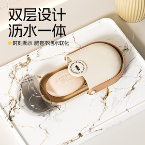 Caja de jabón portátil ovalada de plástico con tapa para montar en la pared para viajes y uso en el baño - Product Image 4