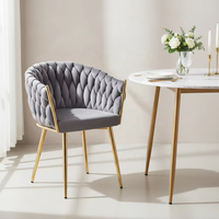 Chaise de salle à manger moderne en velours doré rembourrée avec pieds en métal pour la maison, le bureau, la salle à manger, l'appartement
