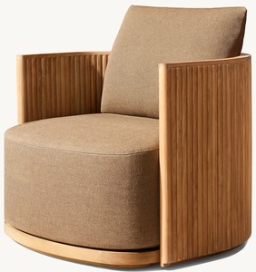 Sillón Giratorio de Lujo <span class=keywords><strong>Byron</strong></span> de Diseño Moderno Sofá de Madera de Teca para Espacios al Aire Libre Hoteles Salas de Estar y Parques - Product Image 1