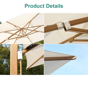 Parasol de jardin en aluminium de luxe, grande taille, imperméable, robuste, aspect bois, personnalisé, avec éclairage LED, pour terrasse extérieure, DC-LUP-117 3x3 - Product Image 4
