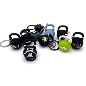 Wholesale <b>Mini</b> Rubber Kettlebell Keychain PVC Fitness Pendant for <b>Backpacks</b> & Gym Bags Sport-Themed Accessories with logo - Product Image 3