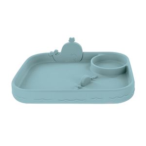 New Custom Blue Whale <b>Plate</b>, Cute BPA FREE Silicone Whale <b>Plate</b> Set, Silicone Rectangle <b>Plate</b> Custom Design - Product Image 4