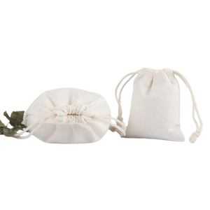 Wholesale Portable Reusable Gift Plain Blank Canvas Cotton Double <b>String</b> Dust Drawstring Bags With Printed Logo - Product Image 1