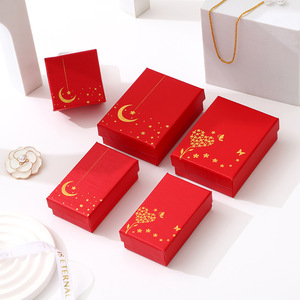 Maan Hart Gouden Folie Rechthoekige Kartonnen Juwelendoos voor Ketting Oorbellen Ring Cadeauverpakking Fabrikant Groothandel Voorraad - Product Image 3