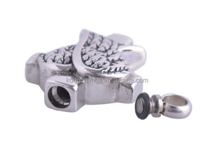 Grosir kalung Memorial Sayap Malaikat salib baja tahan karat liontin abu hewan peliharaan mode botol parfum liontin kremasi - Product Image 4