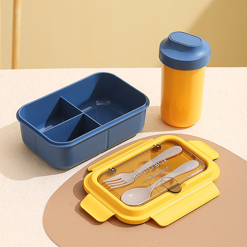 PP three-compartment + soup cup-blue and yellow