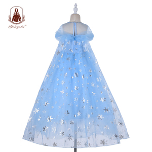 Robe de fête longue à paillettes bleues Yolyolei OEM pour filles de 4 à 12 ans, cosplay <span class=keywords><strong>Elsa</strong></span> <span class=keywords><strong>et</strong></span> <span class=keywords><strong>Anna</strong></span>, robe <span class=keywords><strong>Elsa</strong></span> avec cape fine - Product Image 3