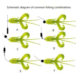 Appâts de pêche souples OEM 7cm/1.7g, appâts de pêche souples en forme de crevette, appâts souples en forme de homard, appâts souples à double queue flottants, montage Ned, bar de mer, eau salée - Product Image 4