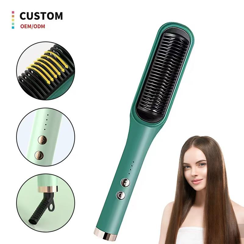 Plancha de pelo AINI 2025 profesional en 1, plancha plana recta, peine  eléctrico caliente, cepillo Alisador, peine alisador para mujer