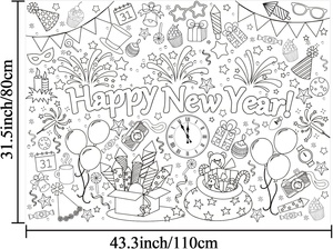 Poster <span class=keywords><strong>de</strong></span> coloriage personnalisé pour le Nouvel An, pages d'activités créatives, bannière, nappe, cadeaux <span class=keywords><strong>de</strong></span> fête pour la famille et les enfants - Product Image 6