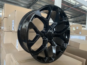 Rines y llantas FLROCKY de 20, 22 y 24 pulgadas, 6x139.7, color negro brillante cromado para Chevy Silverado Suburban 2007 1500 - Product Image 4