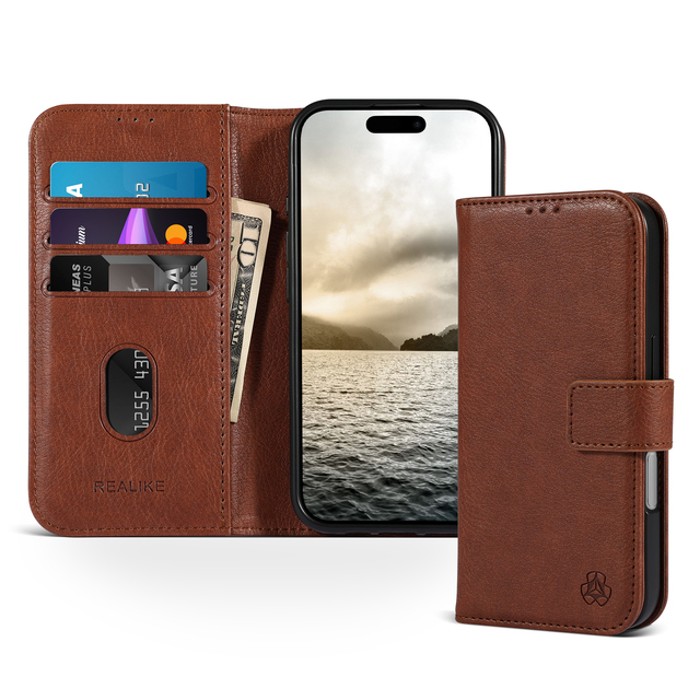 PU Leather Phone Case with Window RFID Blocking 3 Card Slots Money Pocket Kickstand Folio Flip Cover