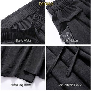 High Waist Women Summer Loose Pants Fashion Pleated Pockets Loose <strong>Trousers</strong> <strong>Wide</strong> <strong>Leg</strong> Summer Lady Casual <strong>Cropped</strong> Pants - Product Image 6